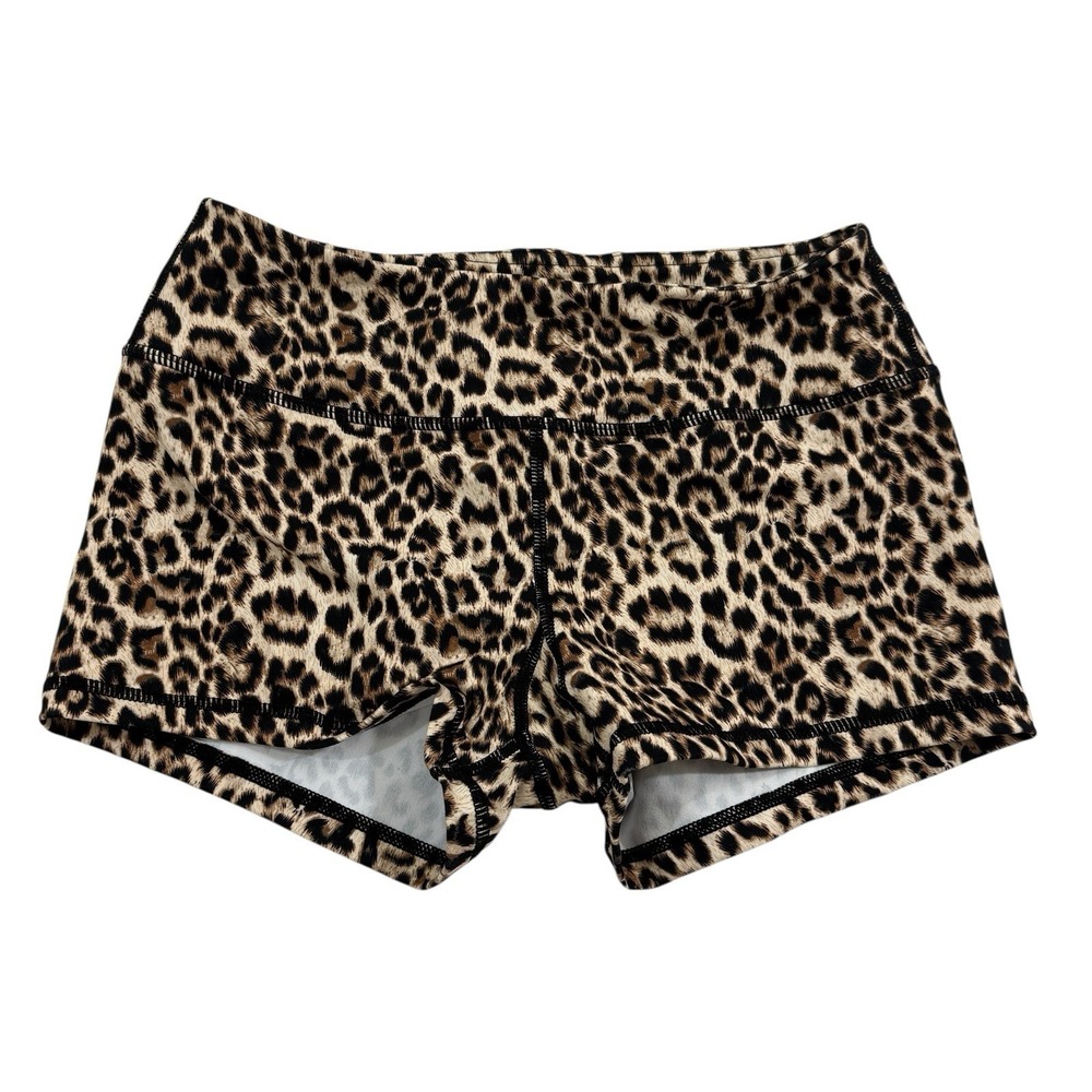 Savage Barbell Animal Print Leopard Cheetah Brown Lifting Shorts Womens XS/S